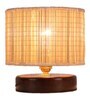 Greno Beige Bamboo Shade Night Lamp With Wood Base