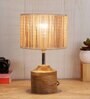 Devansh Wood Table Lamp With Bamboo Shade