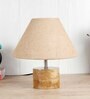 Devansh Wood Table Lamp With Beige Jute Shade
