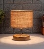 Devansh Wood Table Lamp With Beige Jute Shade