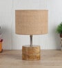 Devansh Wood Table Lamp With Beige Jute Shade