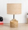 Devansh Wood Table Lamp With Beige Jute Shade