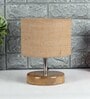 Devansh Wood Table Lamp With Beige Jute Shade