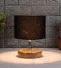 Devansh Wood Table Lamp With Black Cotton  Shade