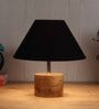 Devansh Wood Table Lamp With Black Cotton  Shade