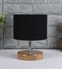 Devansh Wood Table Lamp With Black Cotton  Shade