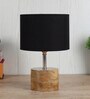 Devansh Wood Table Lamp With Black Cotton Shade