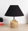 Devansh Wood Table Lamp With Black Cotton  Shade