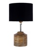 Devansh Wood Table Lamp With Black Cotton  Shade
