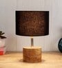 Devansh Wood Table Lamp With Black Cotton  Shade