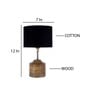 Devansh Wood Table Lamp With Black Cotton  Shade