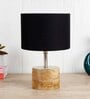 Devansh Wood Table Lamp With Black Cotton  Shade