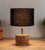 Devansh Wood Table Lamp With Black Cotton Shade