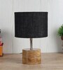 Devansh Wood Table Lamp With Black Jute Shade