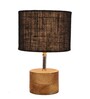 Devansh Wood Table Lamp With Black Jute Shade