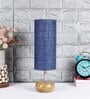 Flamingo Blue Jute Shade Table Lamp With Wood Base