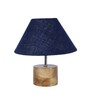 Devansh Wood Table Lamp With Blue Jute Shade