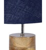 Devansh Wood Table Lamp With Blue Jute Shade