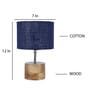 Devansh Wood Table Lamp With Blue Jute Shade