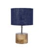 Devansh Wood Table Lamp With Blue Jute Shade