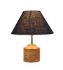 Devansh Wood Table Lamp With Blue Jute Shade
