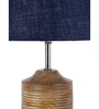 Devansh Wood Table Lamp With Blue Jute Shade