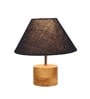 Devansh Wood Table Lamp With Blue Jute Shade