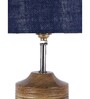 Devansh Wood Table Lamp With Blue Jute Shade