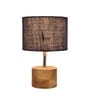 Devansh Wood Table Lamp With Blue Jute Shade