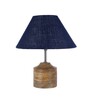Devansh Wood Table Lamp With Blue Jute Shade