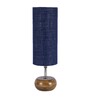 Flamingo Blue Jute Shade Table Lamp With Wood Base