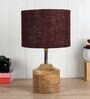 Devansh Wood Table Lamp With Brown Jute Shade
