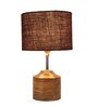 Devansh Wood Table Lamp With Brown Jute Shade