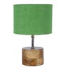 Devansh Wood Table Lamp With Green Jute Shade