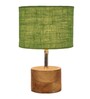 Devansh Wood Table Lamp With Green Jute Shade