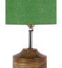 Devansh Wood Table Lamp With Green Jute Shade