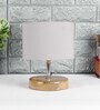 Devansh Wood Table Lamp With Grey Cotton  Shade