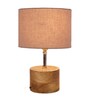 Devansh Wood Table Lamp With Grey Cotton  Shade