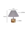 Devansh Wood Table Lamp With Grey Cotton  Shade