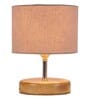 Devansh Wood Table Lamp With Grey Cotton  Shade