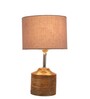 Devansh Wood Table Lamp With Grey Cotton  Shade
