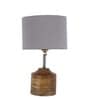 Devansh Wood Table Lamp With Grey Cotton  Shade