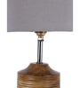 Devansh Wood Table Lamp With Grey Cotton  Shade