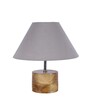 Devansh Wood Table Lamp With Grey Cotton  Shade