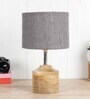 Devansh Wood Table Lamp With Grey Jute Shade