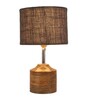 Devansh Wood Table Lamp With Grey Jute Shade