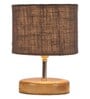 Devansh Wood Table Lamp With Grey Jute Shade
