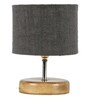 Devansh Wood Table Lamp With Grey Jute Shade