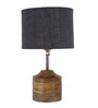 Devansh Wood Table Lamp With Grey Jute Shade