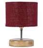Devansh Wood Table Lamp With Maroon Jute Shade
